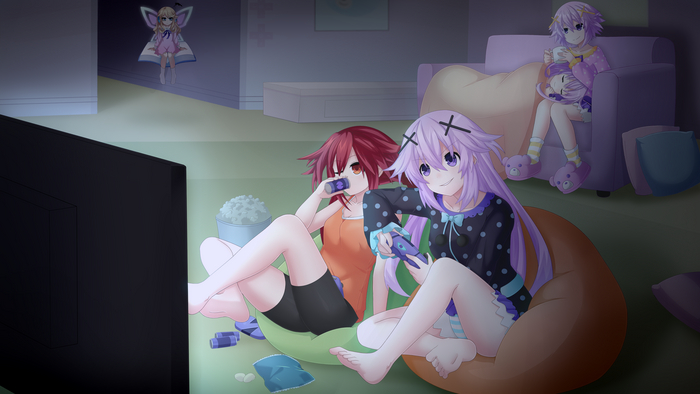 "Late Night Party" Anime Art, Hyperdimension Neptunia, Neptunia, Neptune, Nepgear, Uzume Tennouboshi, Histoire