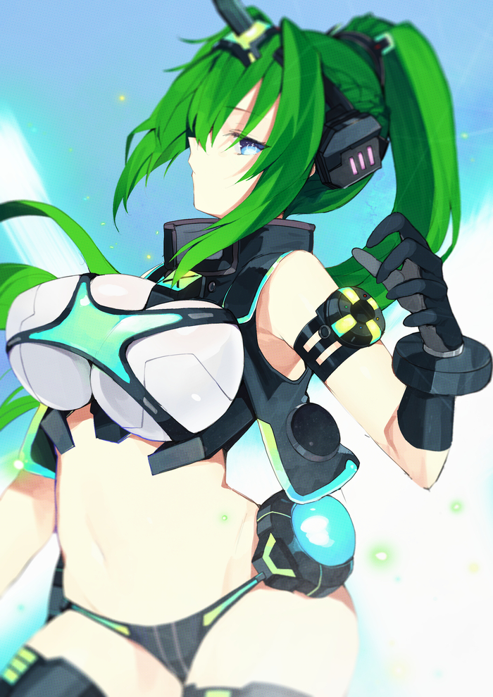 Next Green Anime Art, Hyperdimension Neptunia, Neptunia, Vert, Green Heart, Blancpig yryr, Next Green
