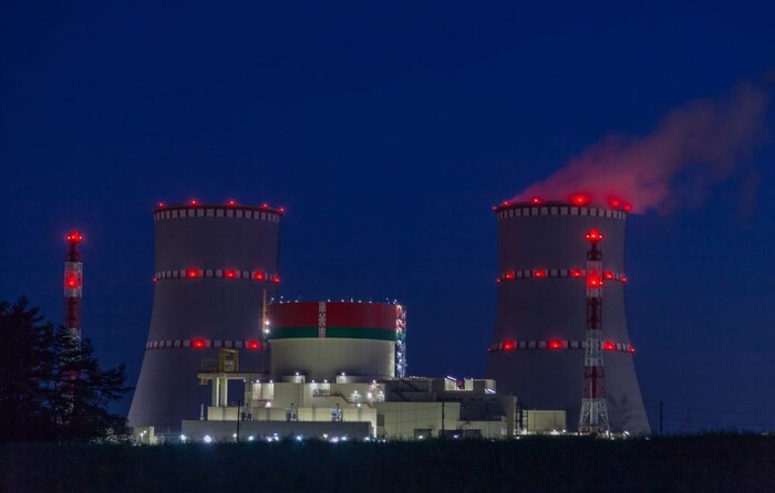 Первый энергоблок Белорусской АЭС АЭС, Росатом, Республика Беларусь, Островец, Ночь, Атомная энергетика, Атомная станция