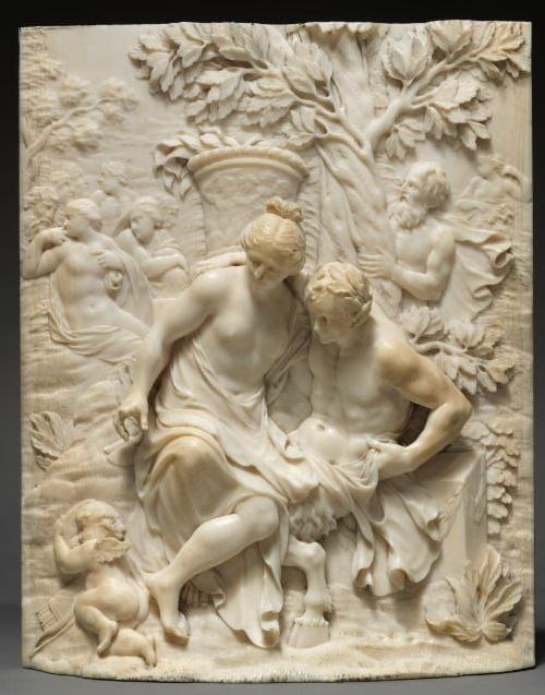 Венера и сатир. Около 1700 г. Ignaz Elhafen, Германия. Слоновая кость