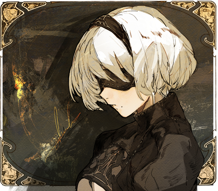 Yorha 2B Anime Art, , Yorha unit no 2 type B, Nier Automata, Hiranko