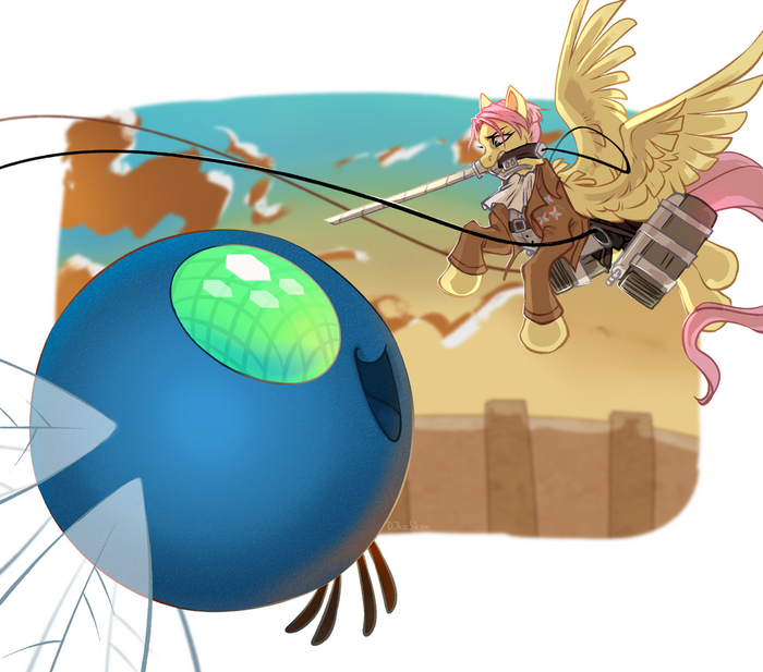 Attack On Parasprite My Little Pony, Fluttershy, MLP Crossover, Attack on Titan