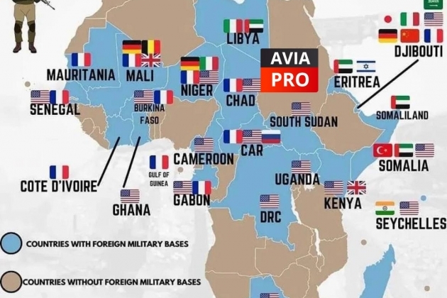 Современная карта иностранных военных баз в Африке