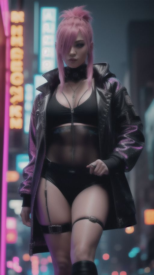 Девушка в стилистике киберпанка 2077