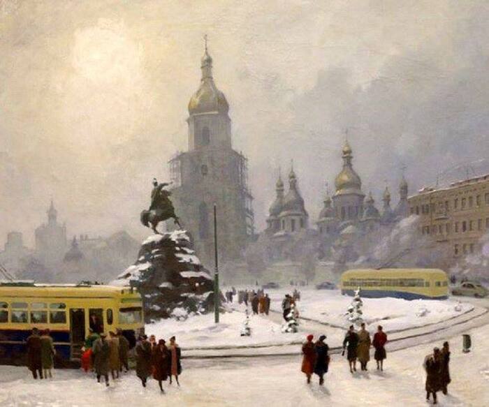 Площадь Богдана Хмельницкого, 1954г. Автор: Хвостенко-Хвостов Александр Вениаминович