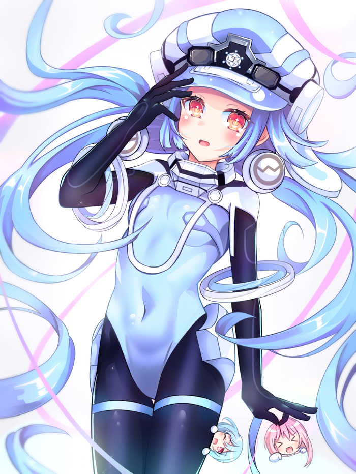 Next White Anime Art, Hyperdimension Neptunia, Neptunia, Blanc, White Heart, Rom, Ram (Neptunia), , Giga-tera, Next White, White Sister (Rom), White Sister (Ram)