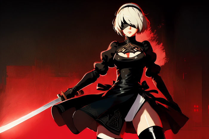  2B  , , Stable Diffusion, Yorha unit no 2 type B, Nier Automata, Game Art, 
