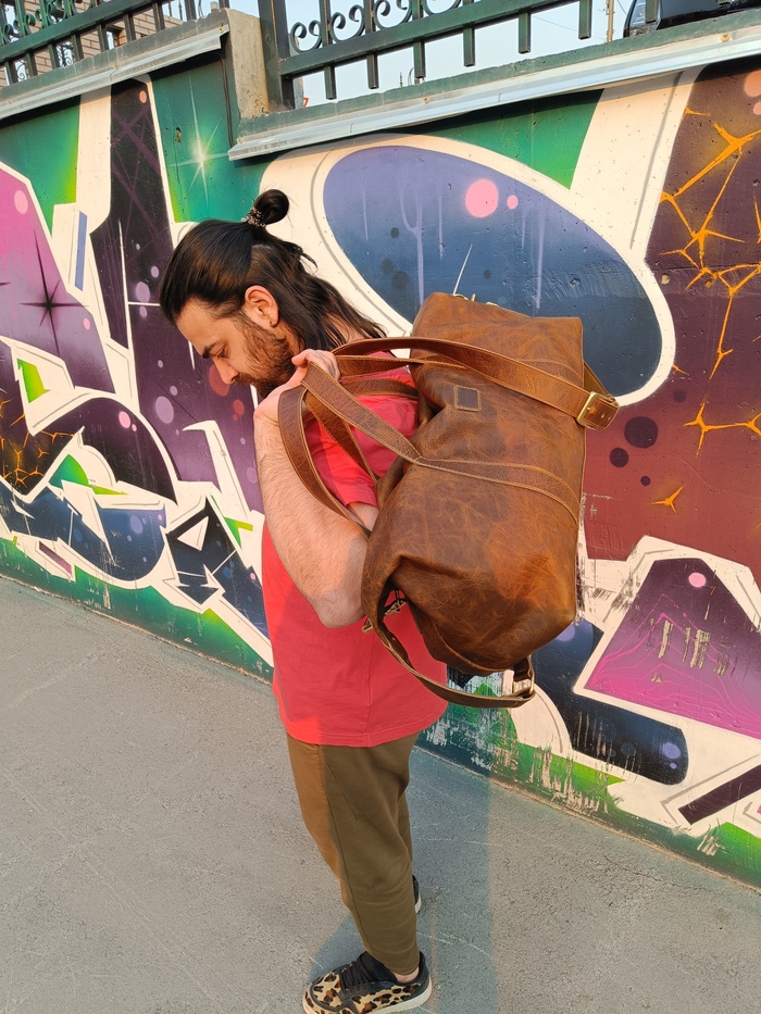 Сумка спортивная/дорожная из кожи Бизона, ручной работы | Пикабу