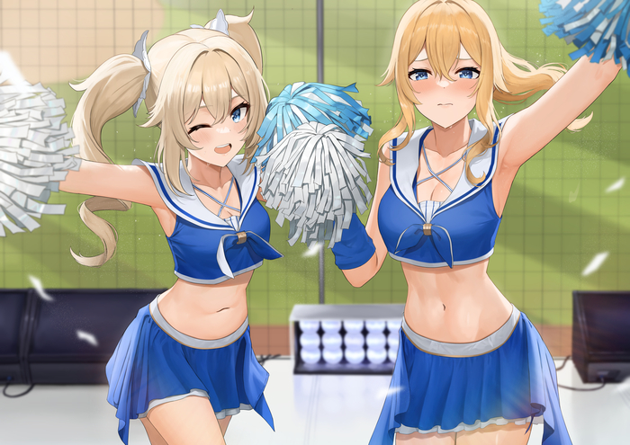 Cheerleaders Genshin Impact, Barbara (Genshin Impact), Jean (Genshin Impact), , , , , Anime Art, 