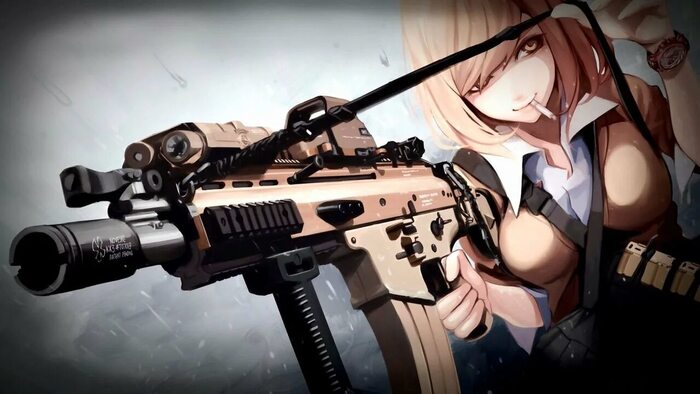Боевая девушка с оружием