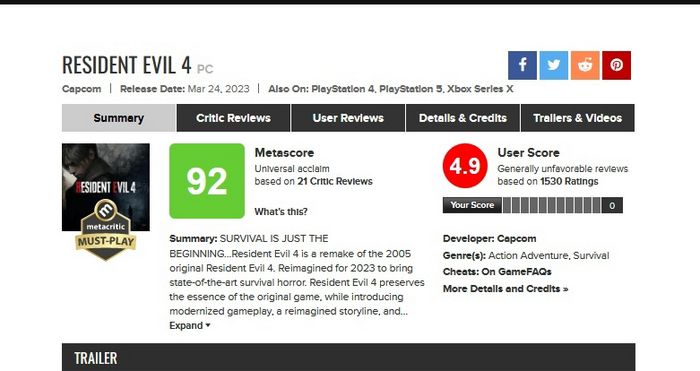    ? Resident Evil 4 Remake, Metacritic, , Capcom