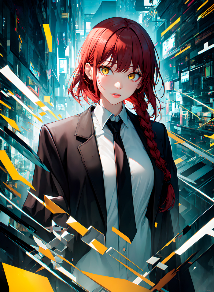 Makima stable diffusion Аниме, Манга, Chainsaw Man, Stable Diffusion, Makima, Длиннопост, Арты нейросетей