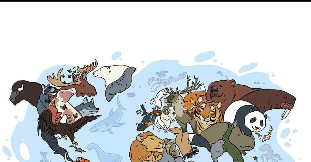 Карта мира животных, показывает где они обитают) | Пикабу
