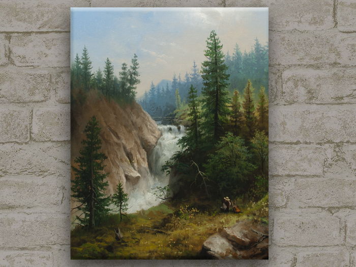 "Горная река". 35х45 см. холст, масло. Свободная копия Hermann Ottomar Herzog