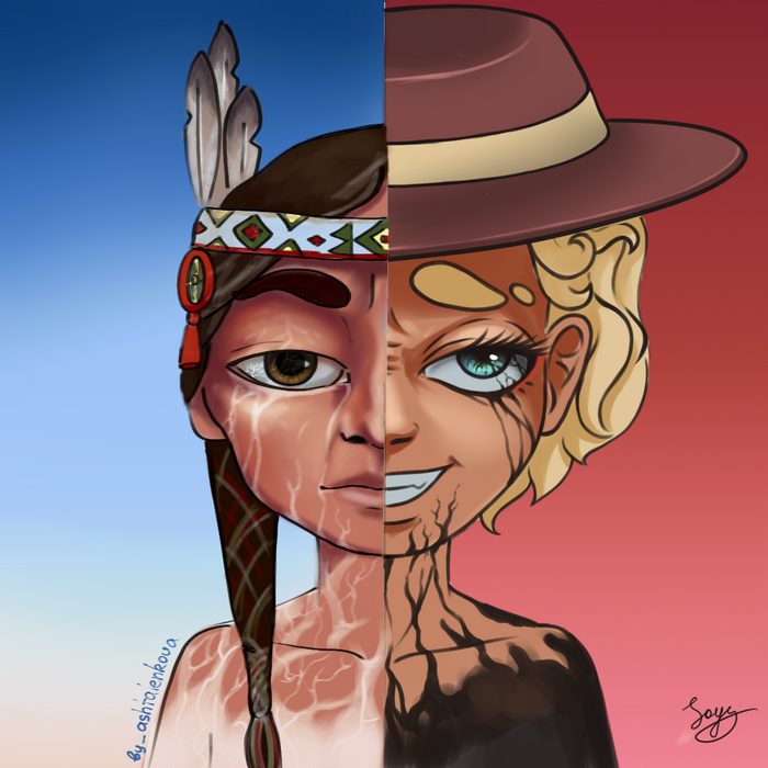 Сделали совместный рисунок с другом