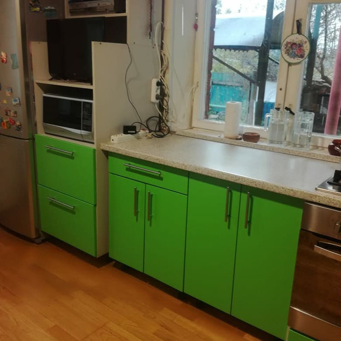 Покраска кухонных фасадов на даче | Пикабу