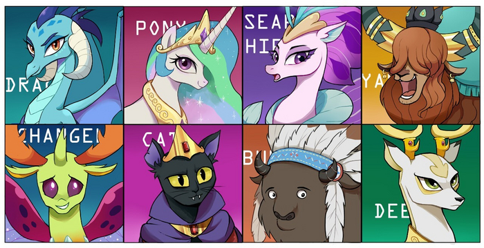  My Little Pony, Princess Ember, Princess Celestia, Queen Novo, Prince Rutherford, Thorax