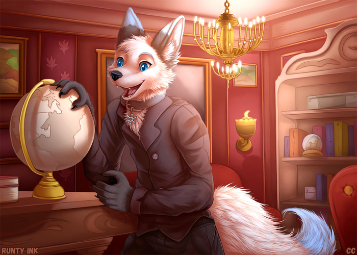 Dev the Arctic Foxs Study , Furry Art, , Furry Fox,  , , 