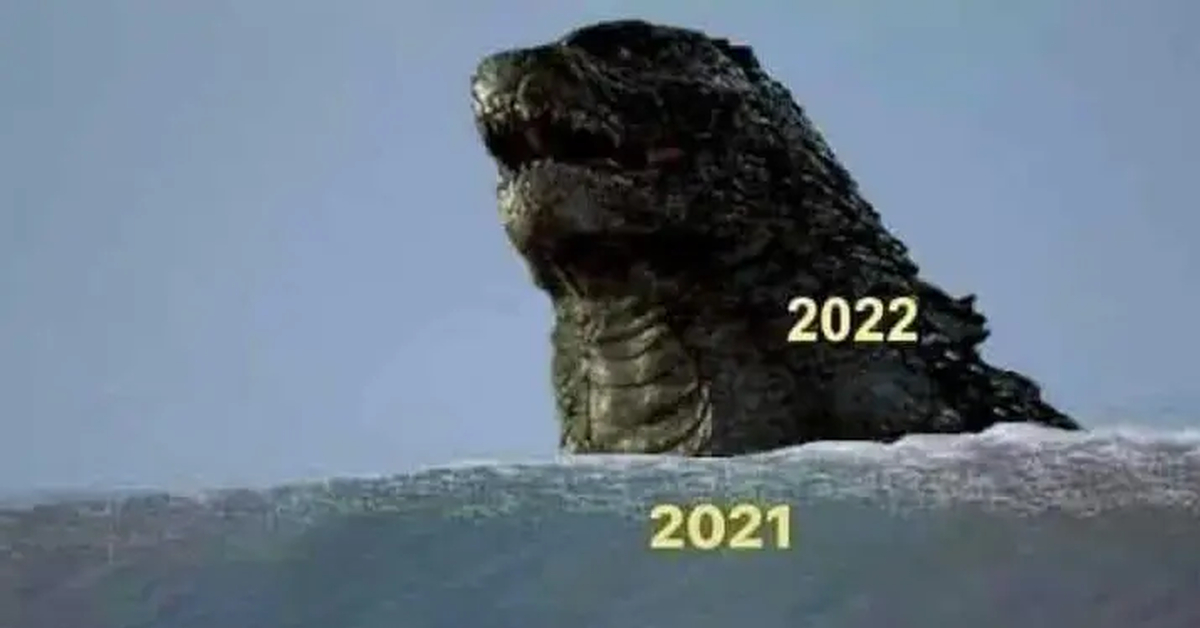 Отпуск 2020 2021. Мем 2020 2021 2022 Годзилла. 2022 Годзилла Мем. Годзилла 2022 года. Мем с Годзиллой и волнами.