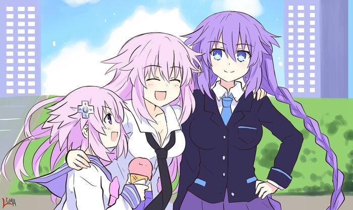  Anime Art, Hyperdimension Neptunia, Neptunia, Neptune, Purple Heart, Lewdkuma