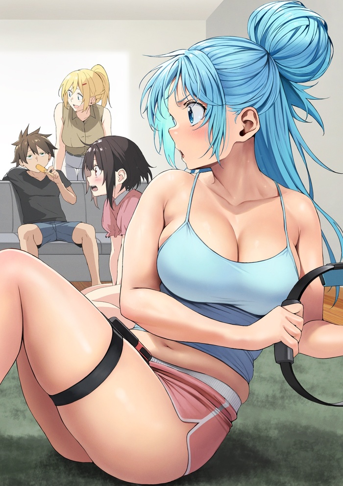       3  Konosuba, Aqua, Megumin, Darkness, Satou Kazuma, Anime Art, , , Bhive003