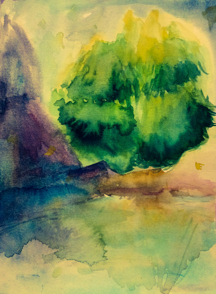 Акварель ива