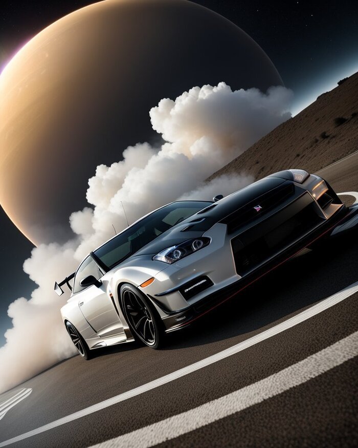 Space race  ,  , Stable Diffusion, Nissan GT-R, , Race, , 
