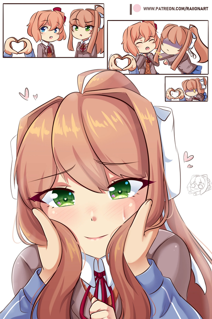  Anime Art, , Doki Doki Literature Club, Monika, Sayori,  , Snoot Challenge