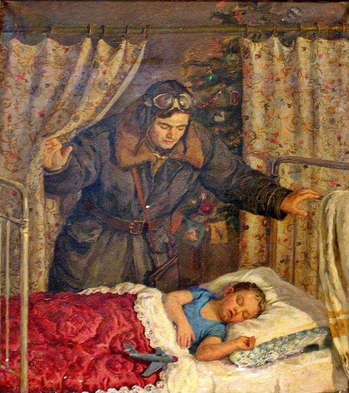 «Возвращение из ночного полёта» 1955г СССР, Искусство, Коммунизм, Социализм, Арт, Детство в СССР, 60-е, Живопись, 70-е, Сделано в СССР