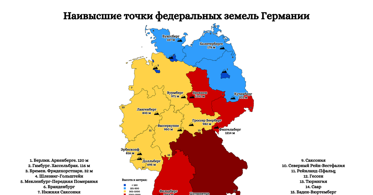 Карта федеральных земель в германии