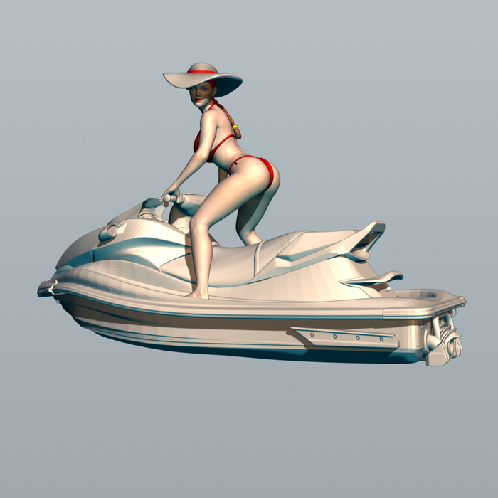 Девушка на гидроцикле Масштабная модель, Моделизм, Стендовый моделизм, 3D печать, Миниатюра, Фигурки, Коллекционирование, Коллекция, Гидроцикл, 3D, 3D моделирование, Длиннопост, Рукоделие без процесса