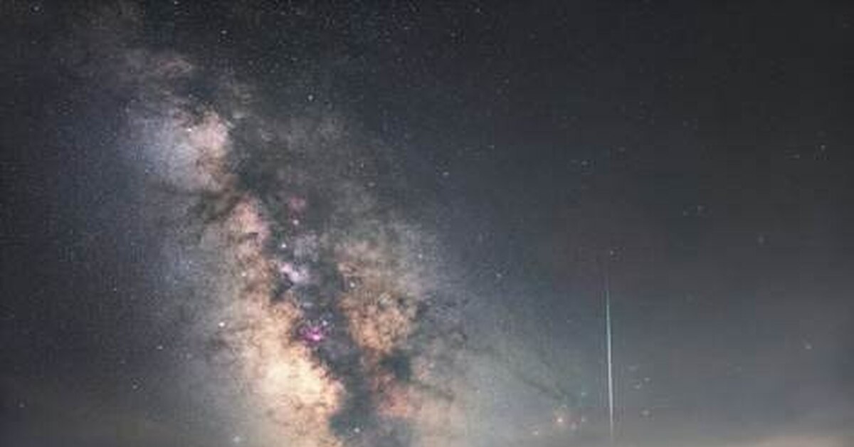 Метеор и Млечный Путь над Средиземным морем | Пикабу