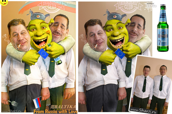 Шарж по фото до и после Photoshop