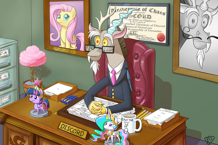 Re-Organized Chaos My Little Pony, MLP Discord, Fluttershy, Twilight Sparkle, Princess Celestia