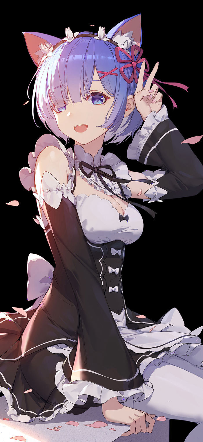      , Anime Art, Rem (Re:Zero Kara), Re:Zero Kara, , , Animal Ears