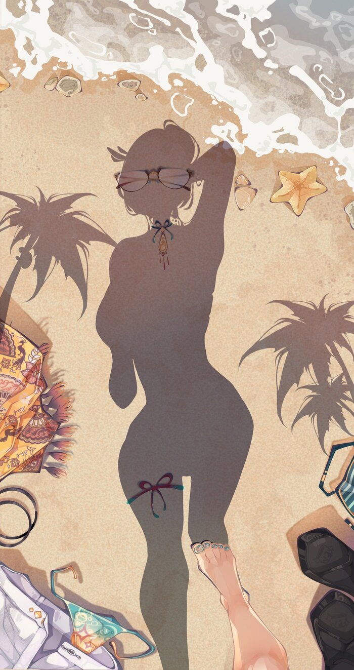Beach Shadow Trend , Anime Art, Nijisanji, 