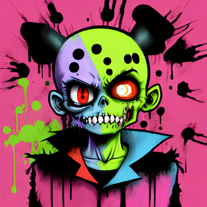 Cartoon Zombie (Bright Acid Colors) , ,  ,  , Stable Diffusion, ,  ,  , , , NFT, 3D