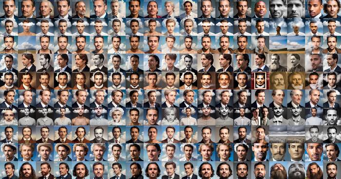 face of man in smocking clouds