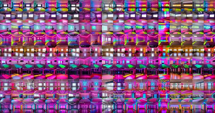 neon light, yoga room