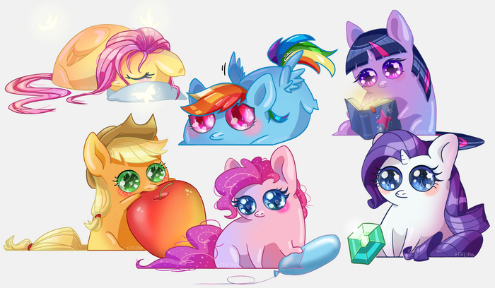 !!! My Little Pony, Fluttershy, Twilight Sparkle, Rainbow Dash, Applejack, Rarity, Pinkie Pie