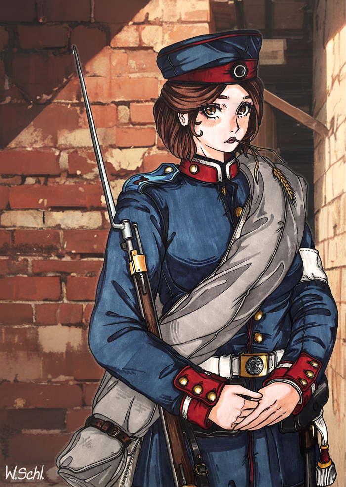 Sergeant of the Guard Anime Art, Original Character, Униформа, Аниме, Пруссия, Арт, Длиннопост