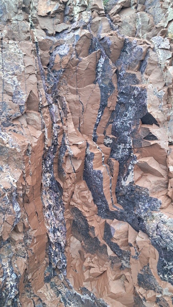 Прожилки флюорита.