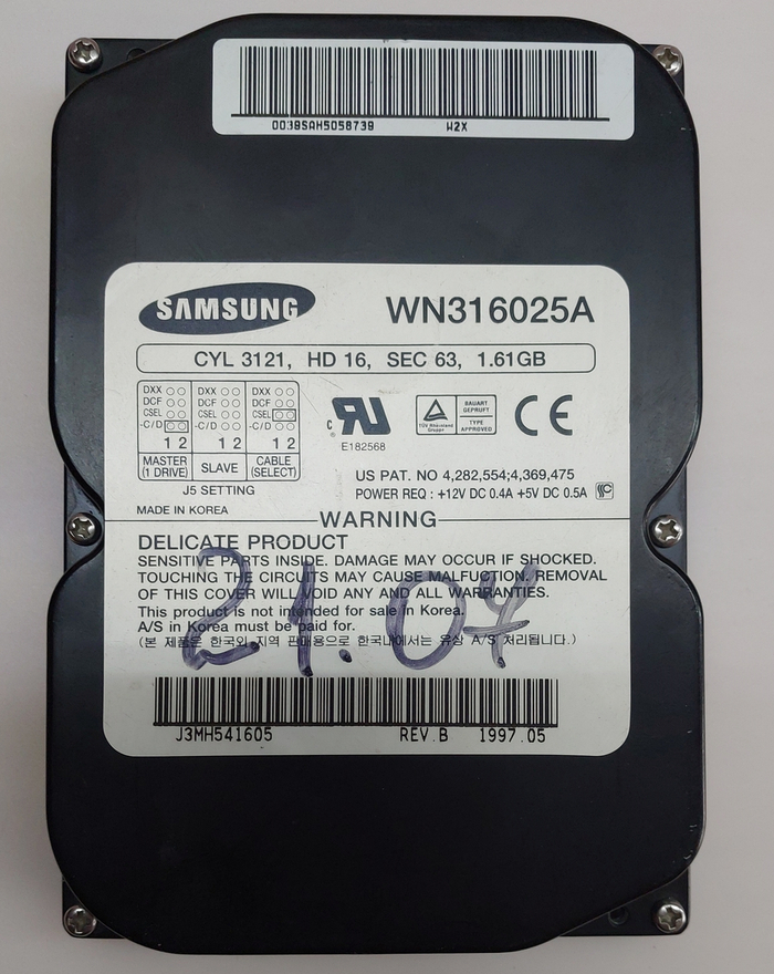 Жесткий диск Samsung WN316025A IDE 1.6Gb. Обзор Жесткий диск, Длиннопост, Samsung, Электроника
