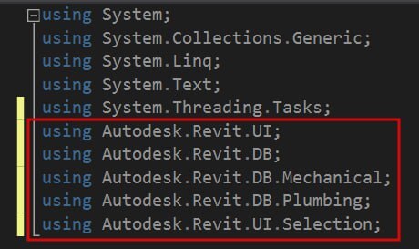 Пространства имен Revit для работы