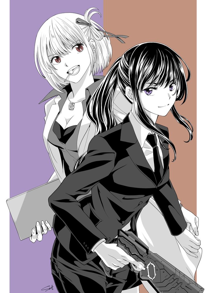 Lycoris-pass Anime Art, , Psycho-pass, Lycoris Recoil, Inoue Takina, Nishikigi Chisato, , 
