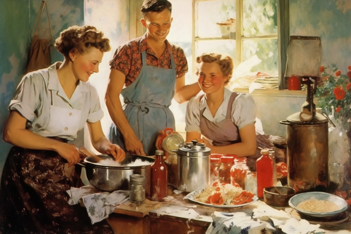 СССР в стиле Нормана Роквелла Midjourney, Арты нейросетей, Норман Роквелл, СССР, США, Живопись, Длиннопост