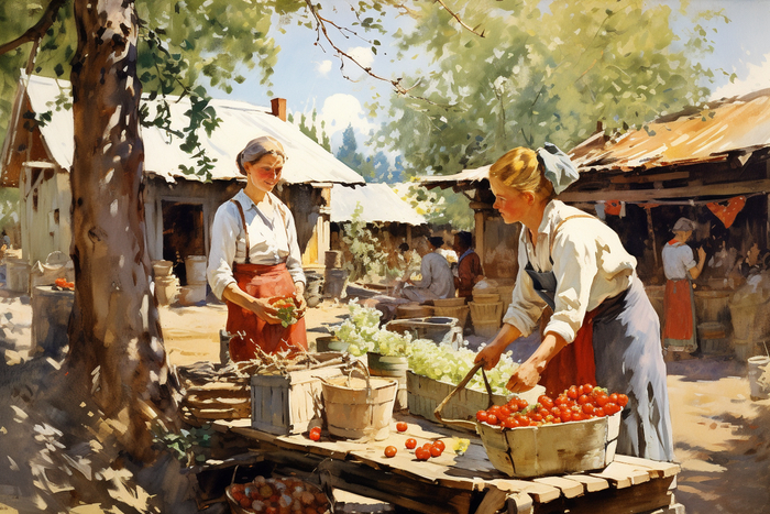 СССР в стиле Нормана Роквелла Midjourney, Арты нейросетей, Норман Роквелл, СССР, США, Живопись, Длиннопост