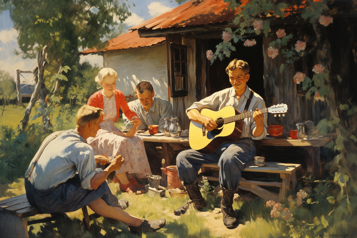 СССР в стиле Нормана Роквелла Midjourney, Арты нейросетей, Норман Роквелл, СССР, США, Живопись, Длиннопост