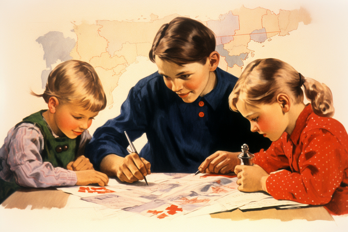 СССР в стиле Нормана Роквелла Midjourney, Арты нейросетей, Норман Роквелл, СССР, США, Живопись, Длиннопост