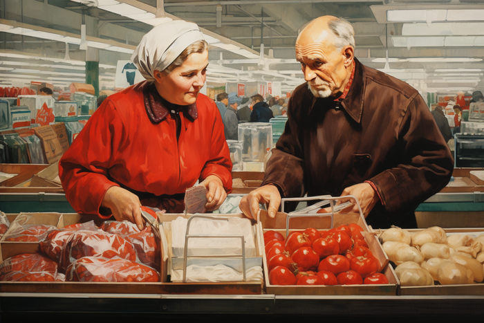 СССР в стиле Нормана Роквелла Midjourney, Арты нейросетей, Норман Роквелл, СССР, США, Живопись, Длиннопост